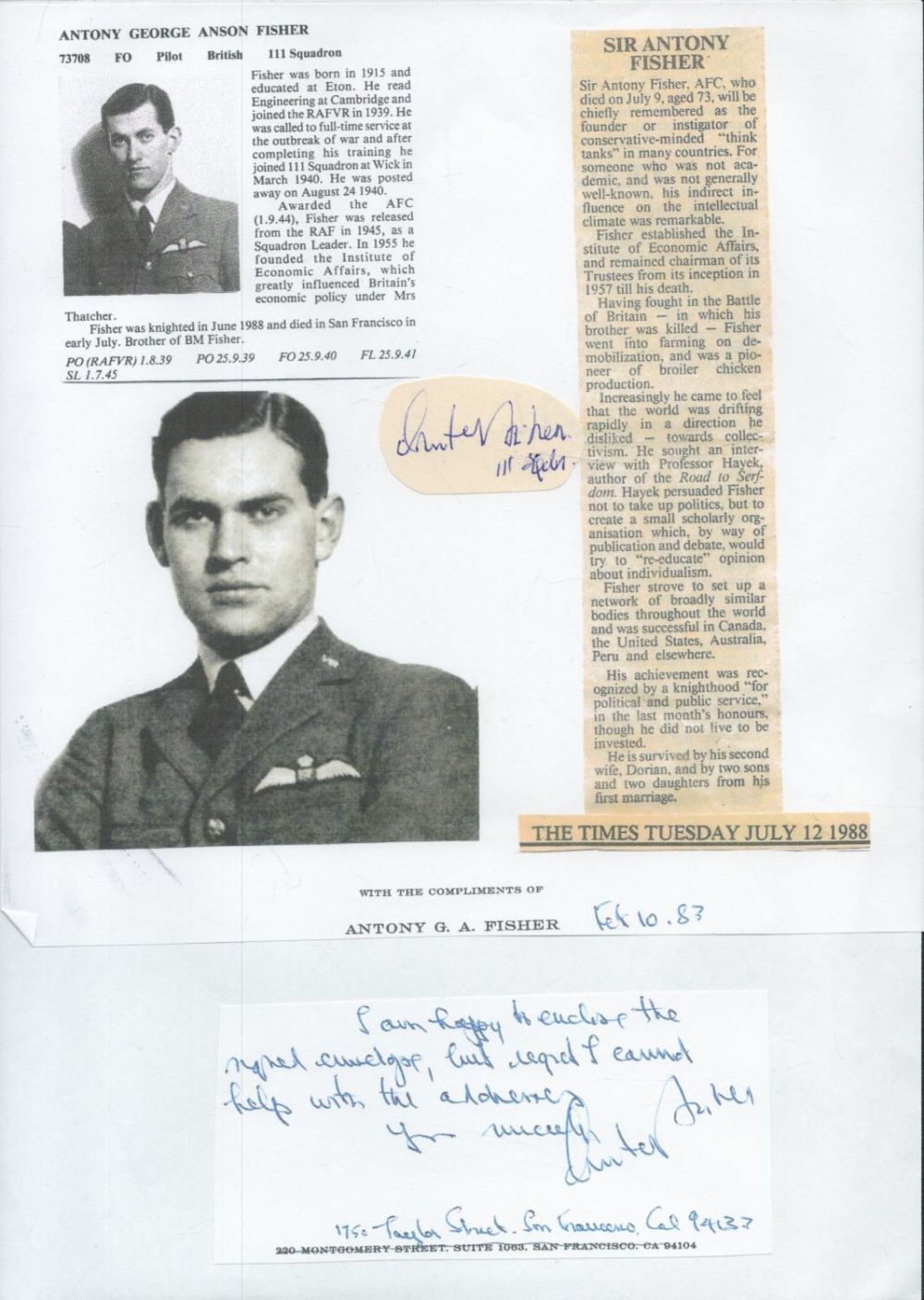 Lot 136: WW2 BOB fighter pilot Wojciech Klozinski 54 sqn...