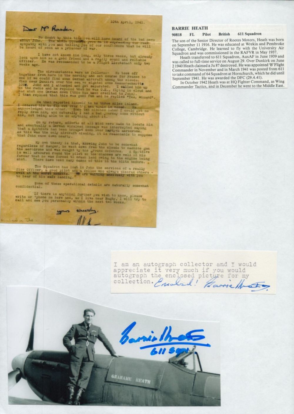 Lot 170: WW2 BOB 7 fighter pilots multiple signed Hurricanes...