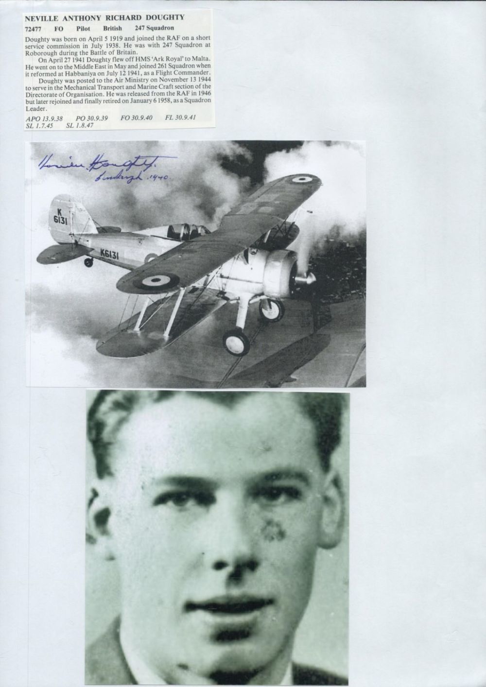 Lot 171: WW2 BOB fighter pilot Alan Lees 236 sqn...