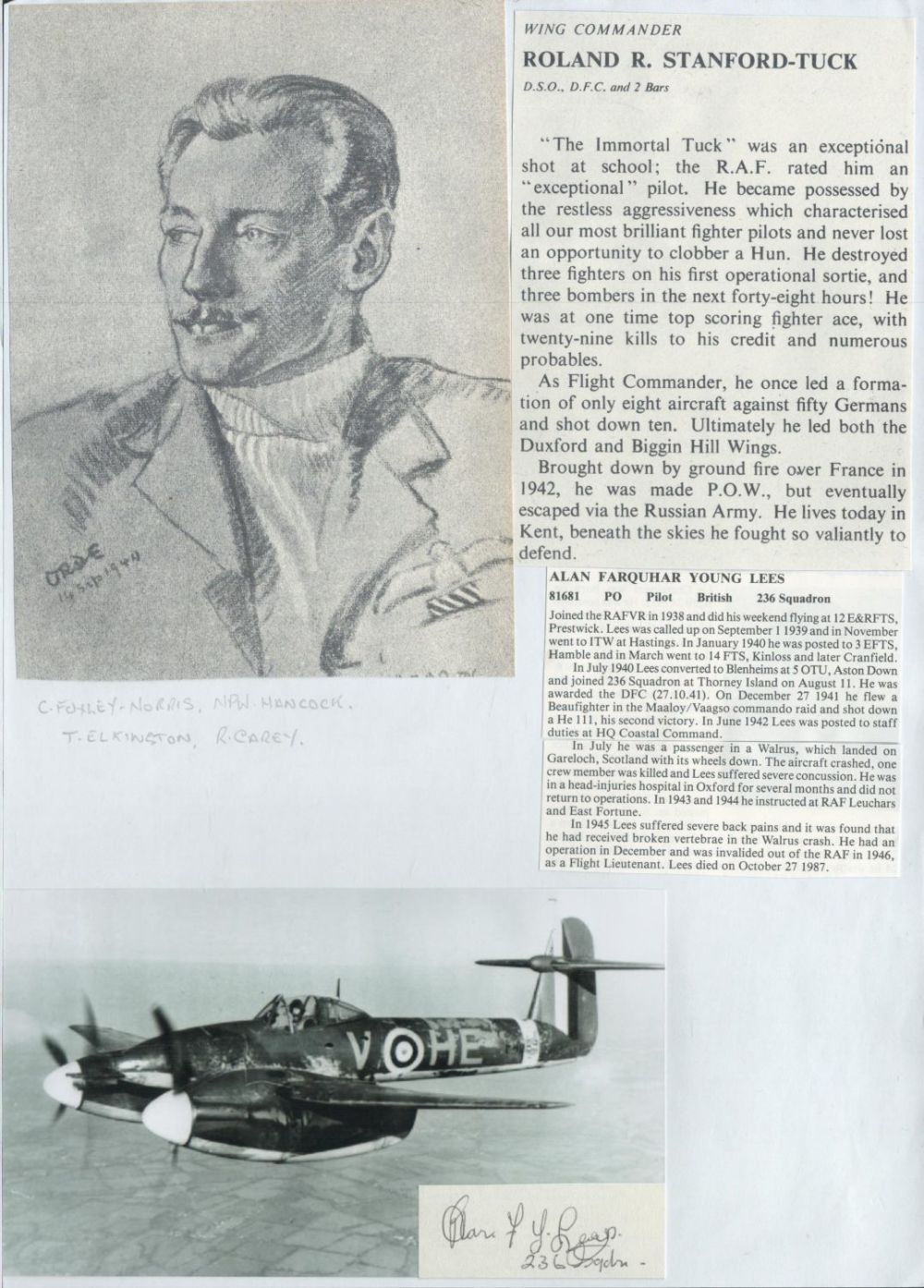 Lot 173: WW2 BOB fighter pilots Clifford Gray 43 sqn,...