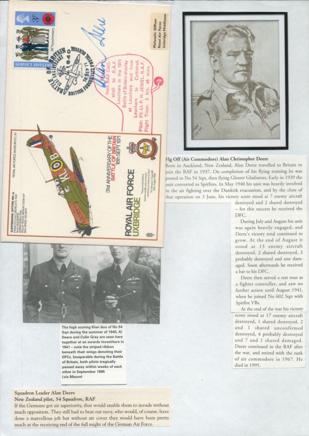 Lot 174: WW2 BOB fighter pilot Hugh Beazley 249 sqn,...