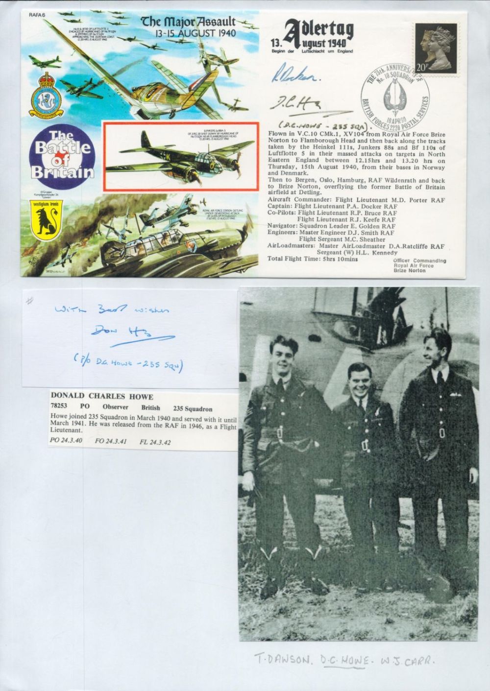 Lot 184: WW2 BOB fighter pilot David Campbell 23 sqn...