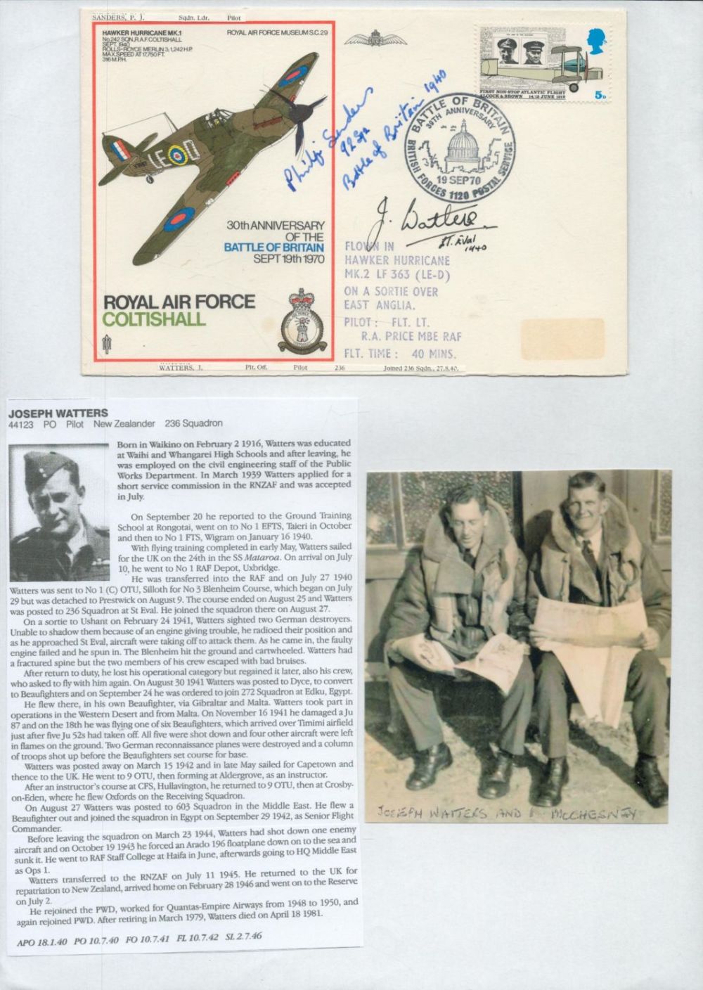Lot 189: WW2 BOB fighter pilot Arthur Leigh 64 sqn...