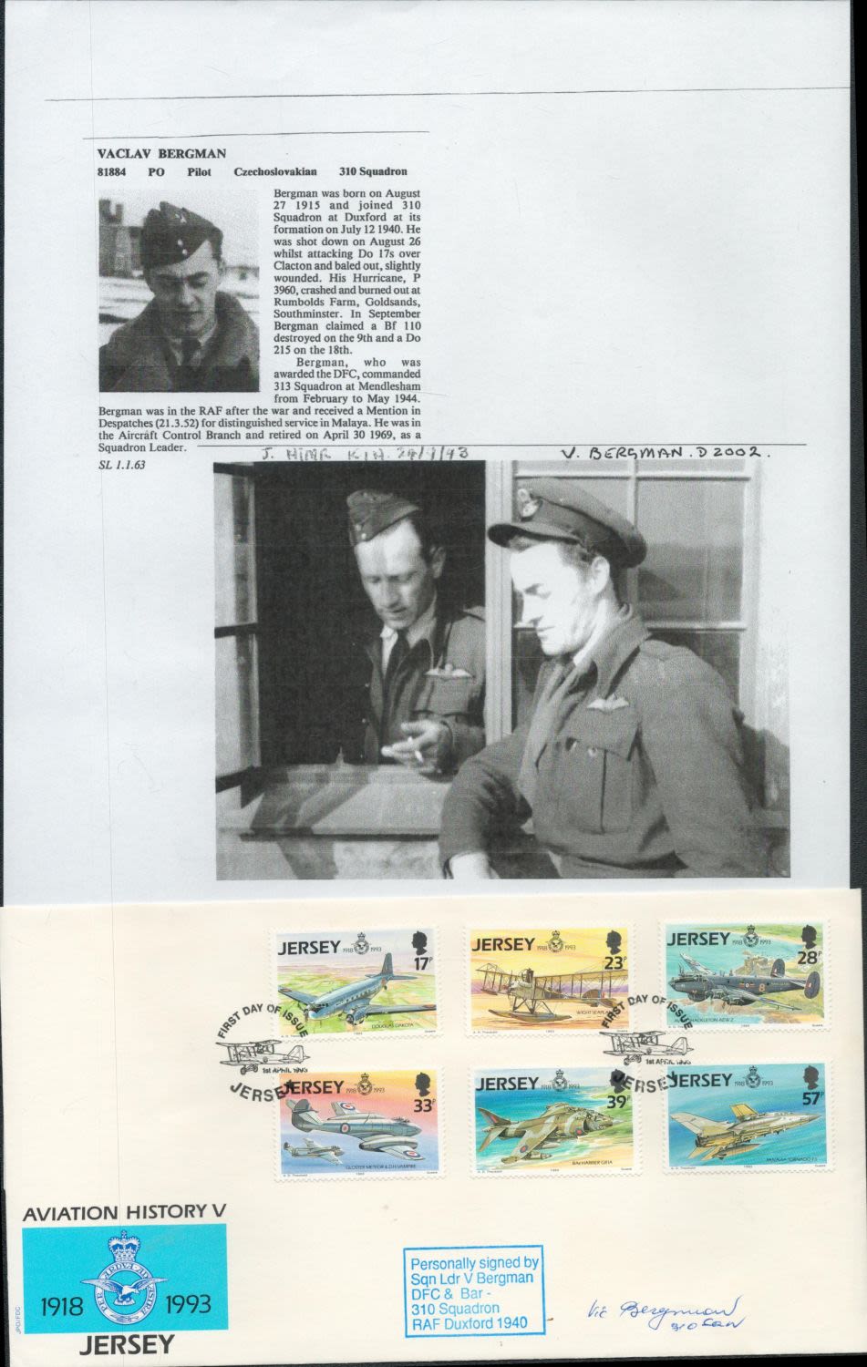 Lot 203: WW2 BOB fighter pilots Leonard Smith 219 sqn,...