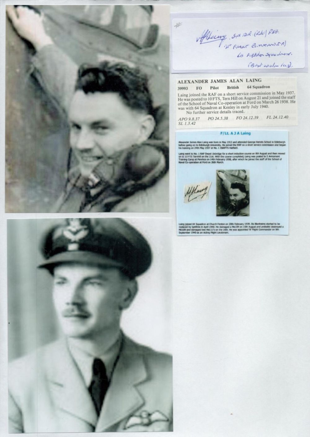 Lot 215: WW2 BOB fighter pilot Douglas Hone 615 sqn...