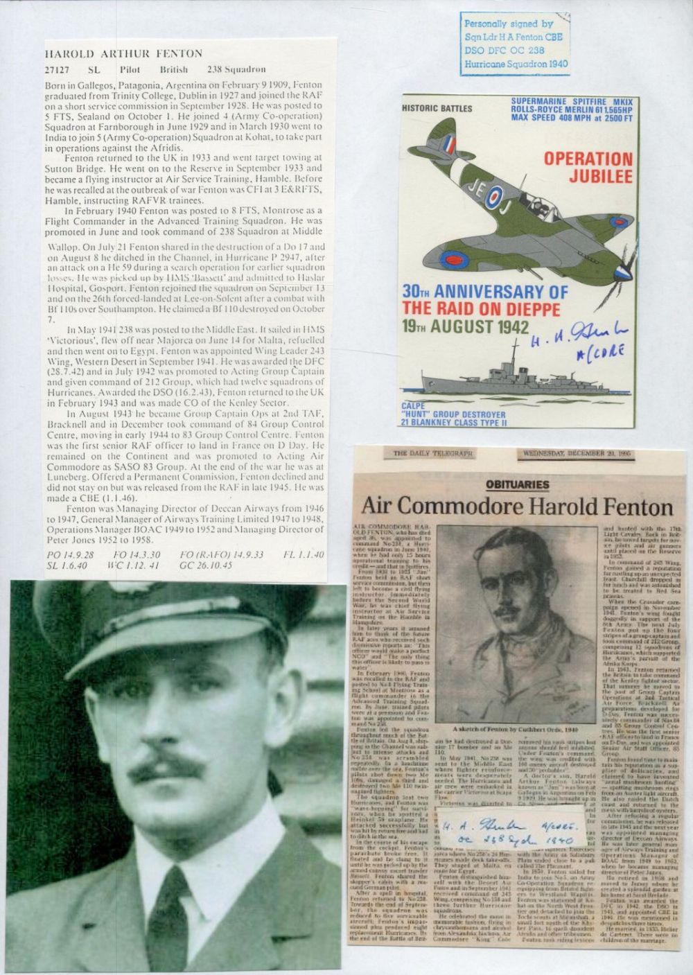 Lot 216: WW2 BOB fighter pilots Ernest Campbell-Colquhoun 66 sqn,...