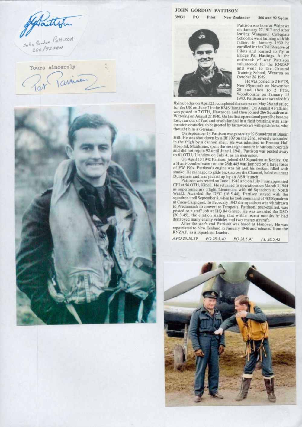 Lot 223: WW2 BOB fighter pilots Adolf Vrana 312 sqn,...