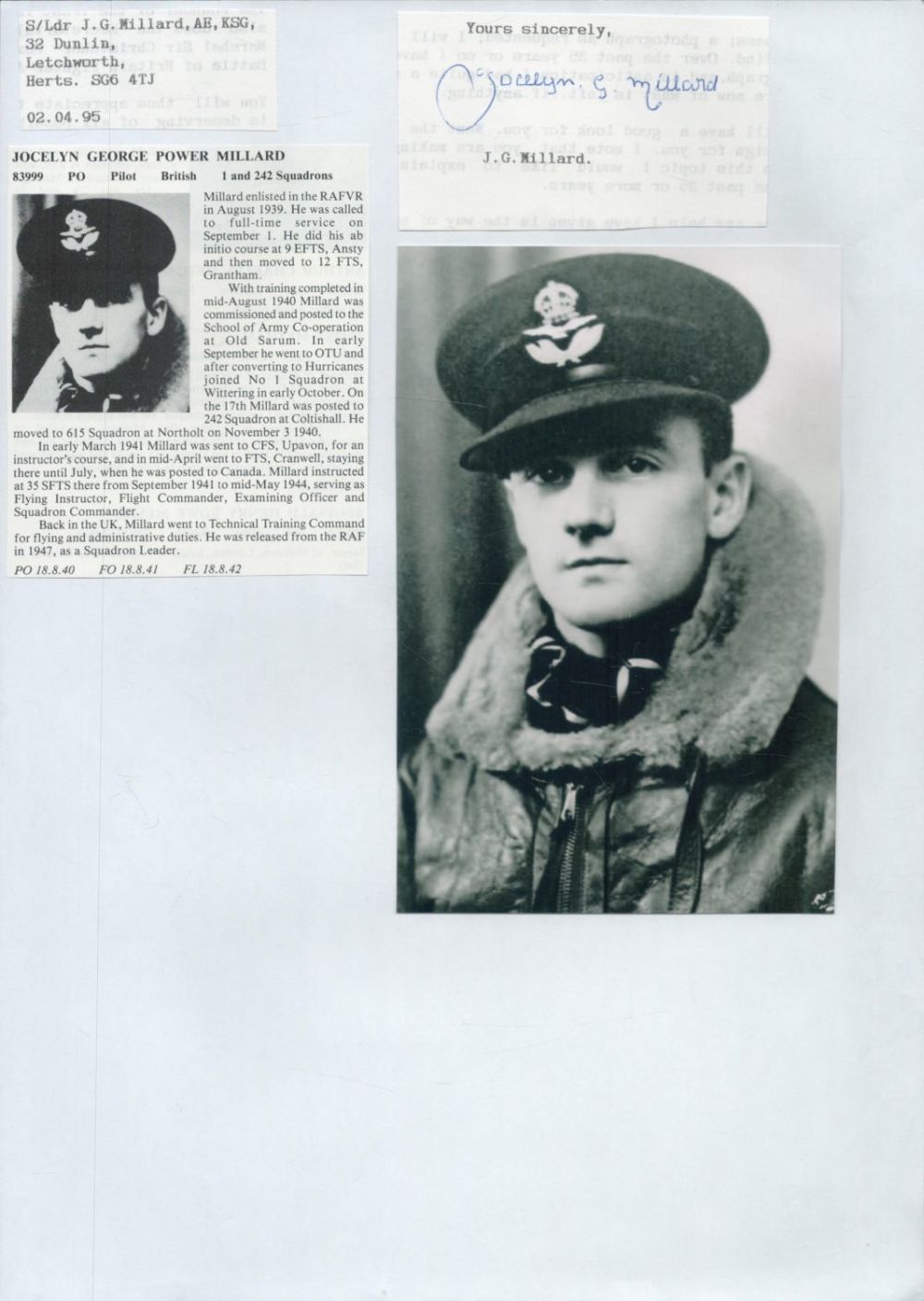Lot 232: WW2 BOB fighter pilot Vernon Simmonds 238 sqn...