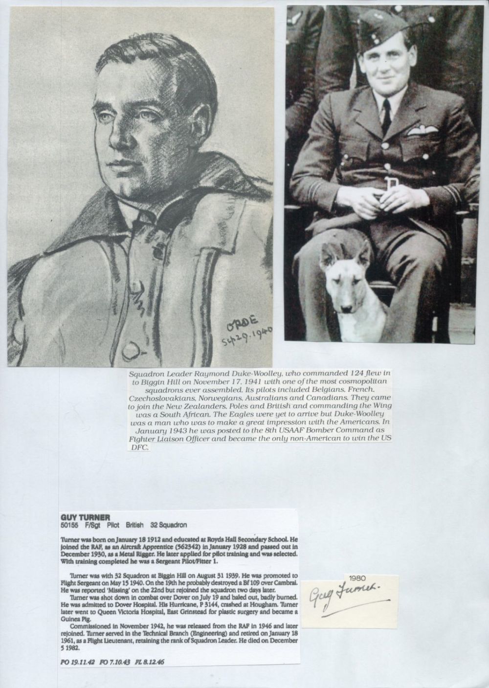 Lot 238: WW2 BOB fighter pilots George Chamberlain FIU, Dillon...