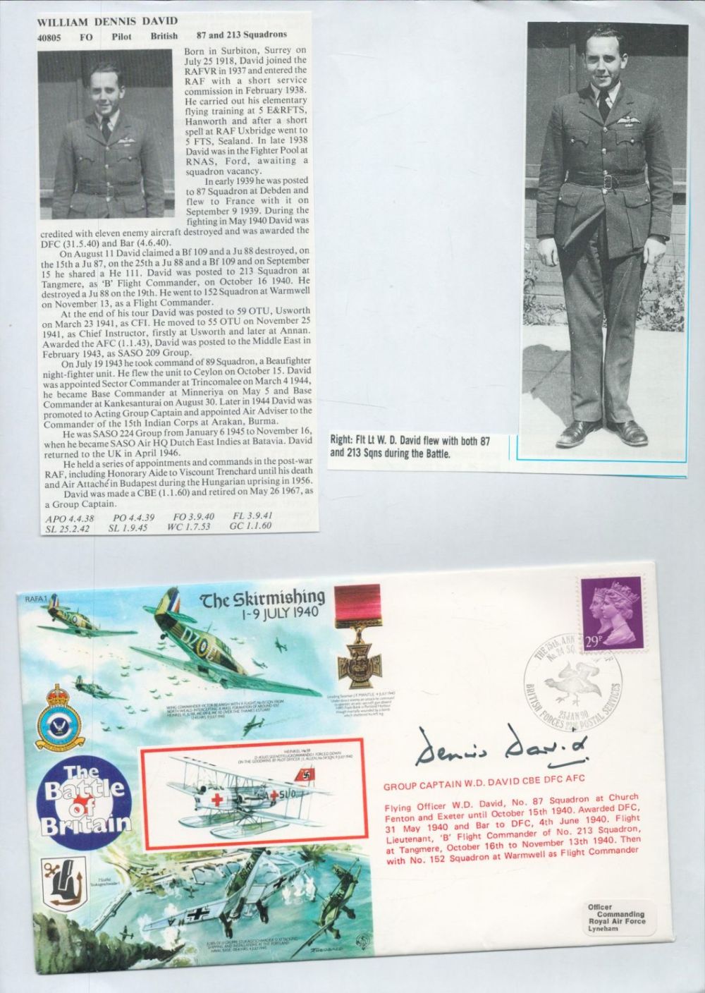 Lot 244: WW2 BOB fighter pilot Hugh Kennard 66 sqn...