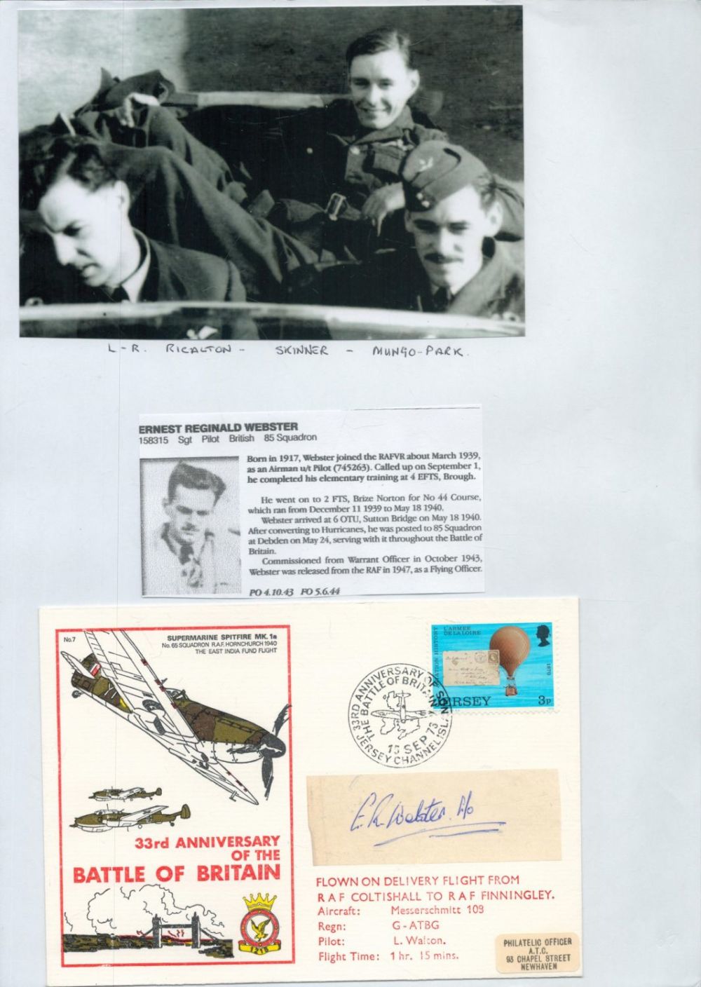 Lot 262: WW2 BOB fighter pilot Raimund Puda 310 sqn...