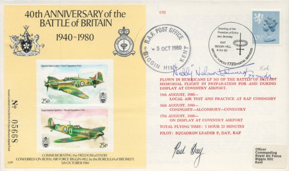 Lot 309: WW2 BOB fighter pilot Jocelyn Millard 1 sqn...