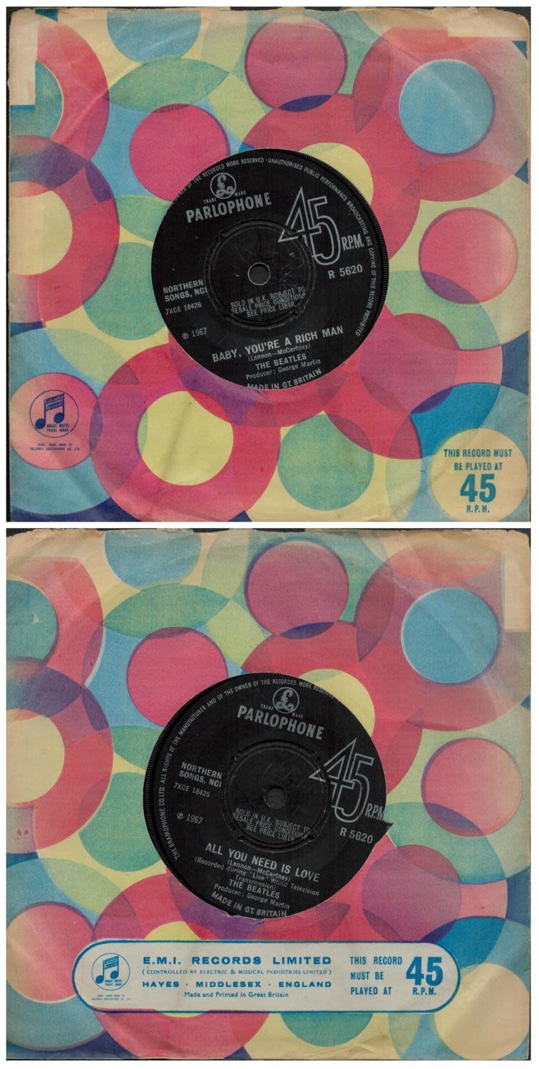 Lot 56: Beatles vintage Parlophone All You Need is Love...