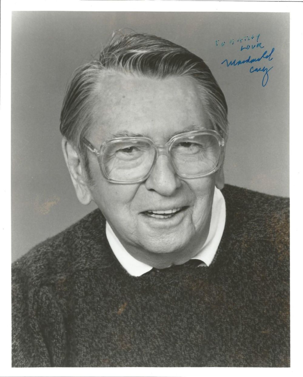 Lot 63: Actor Macdonald Carey signed 10x8 black and white...