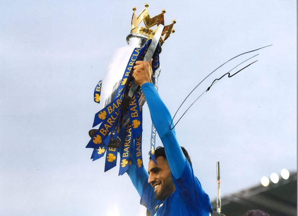 Lot 87: Riyad Mahrez Leicester City Signed 16 x 12-inch...