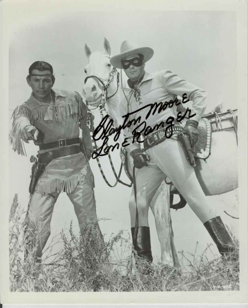 Lot 151: Clayton Moore signed black and white 10x8 Inch....