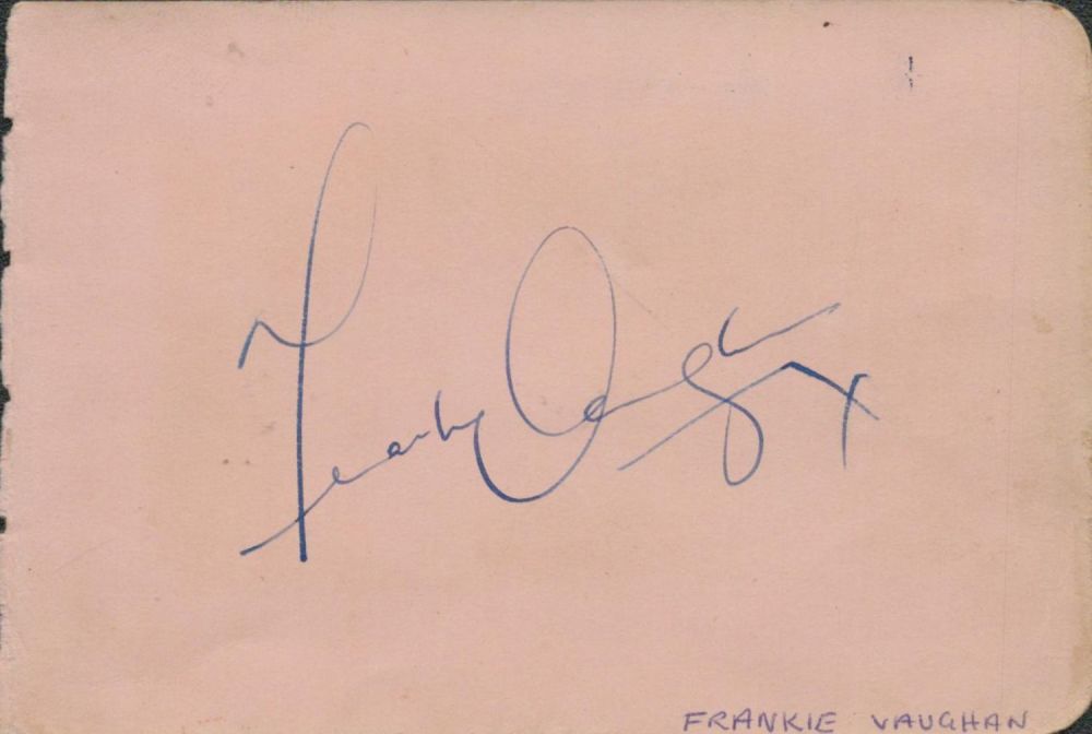 Lot 156: Frankie Vaughan signed Autograph page Approx. 4.5x3 Inch....