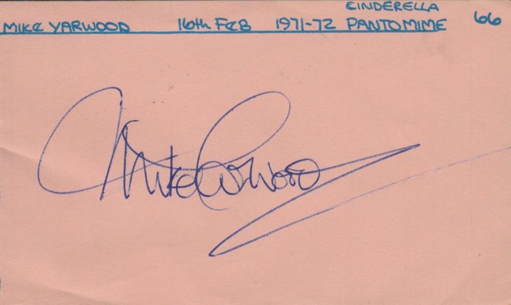 Lot 164: Mike Yarwood signed Autograph page Approx. 5.5x3.25 Inch....