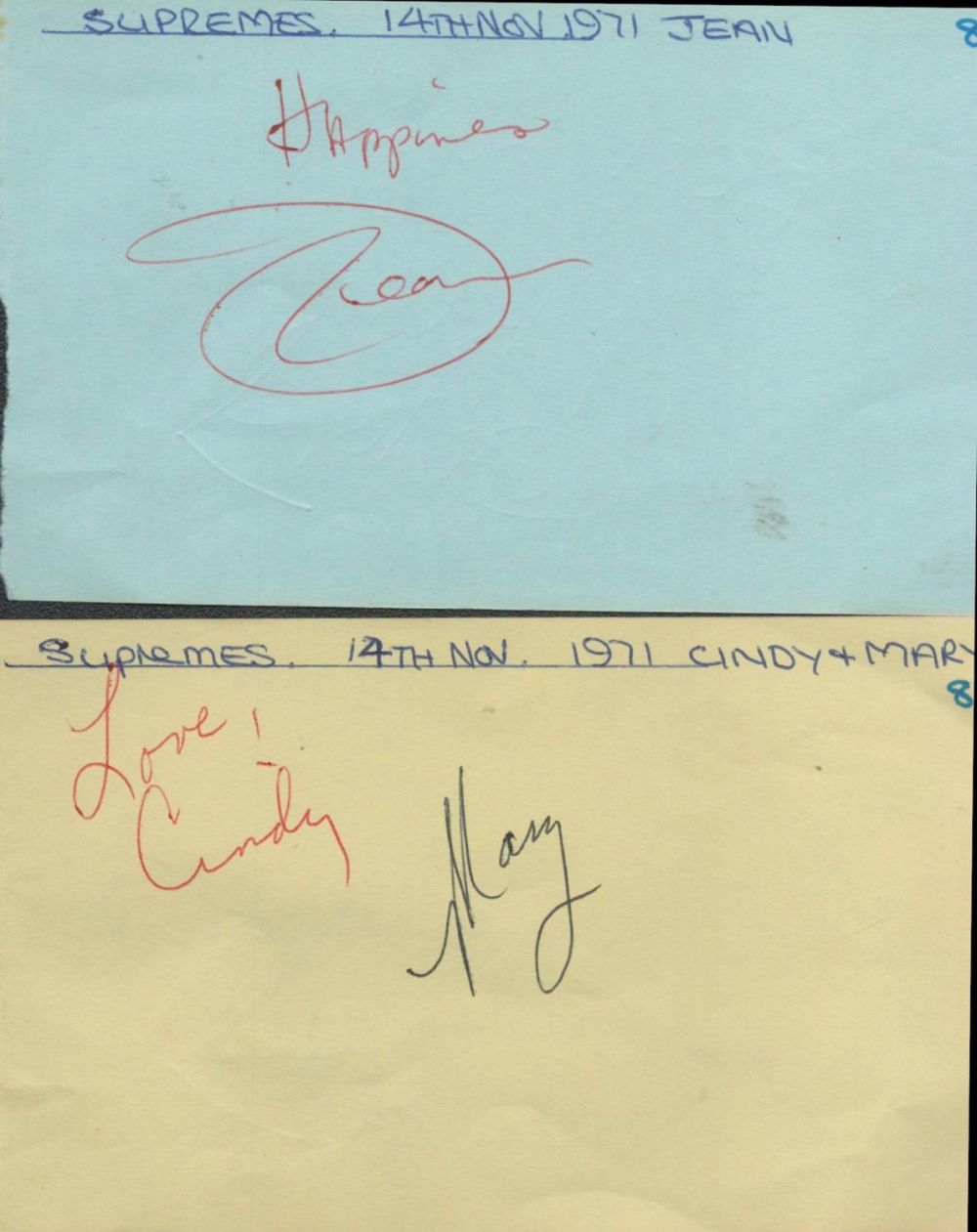 Lot 167: Signed 2 x Autograph pages Supremes Jean Terrell,...