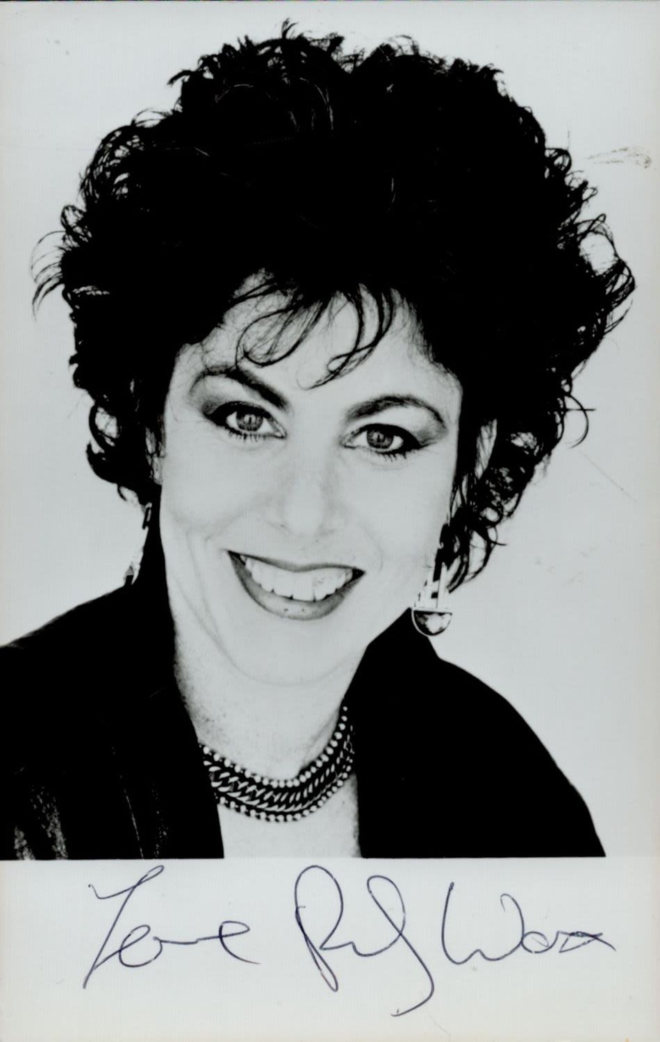 Lot 170: Ruby Wax signed Black and White photo. 5.5x3.5...