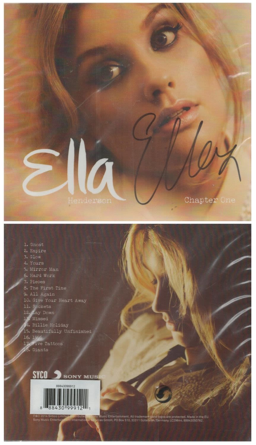 Lot 199: Ella Henderson signed CD sleeve including Chapter one...