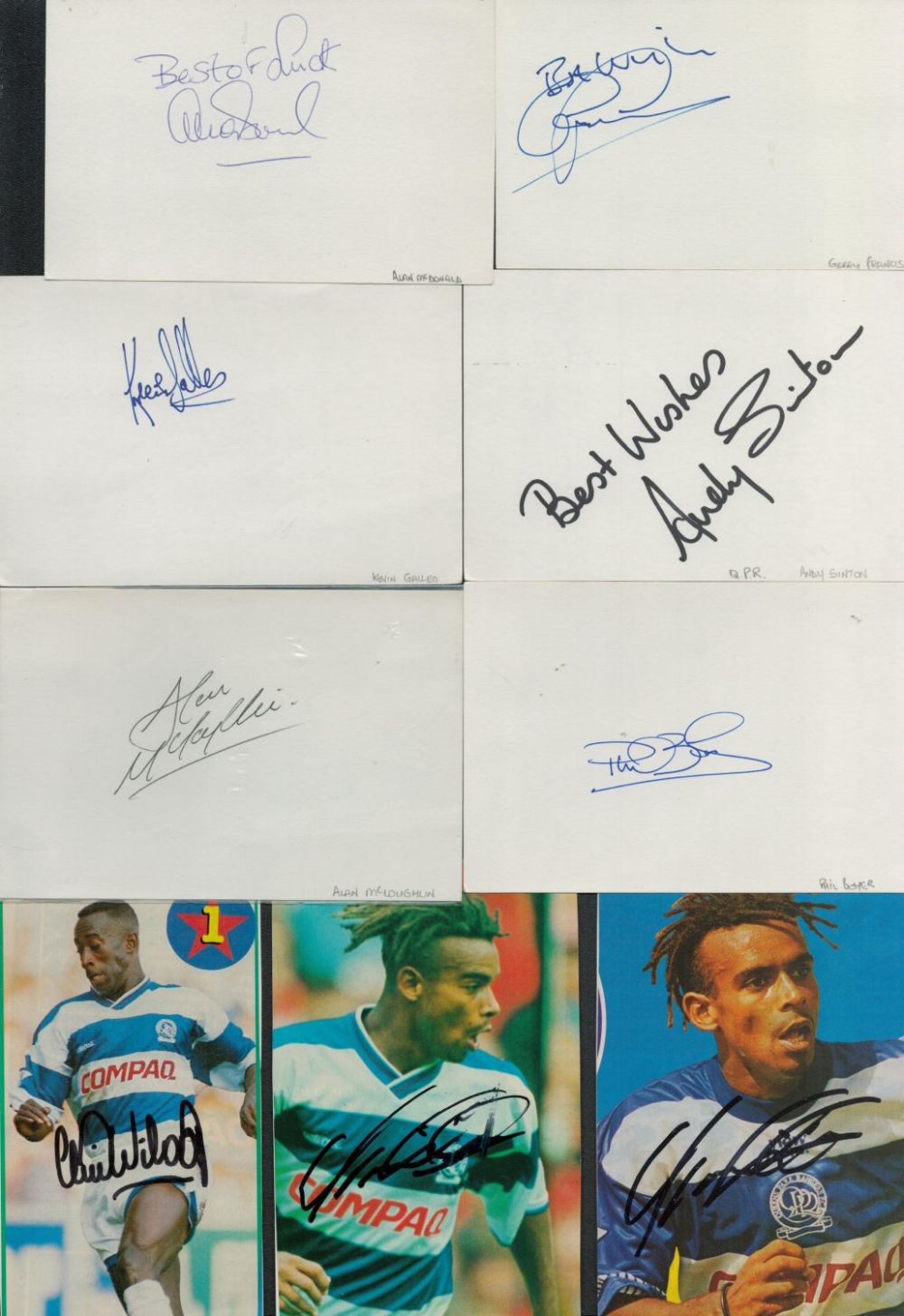 Lot 213: QPR - 3 signed colour postcard photos and...