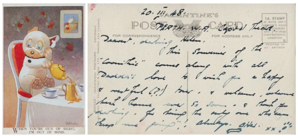 Lot 214: Peter Cushing - a vintage colour postcard hand...