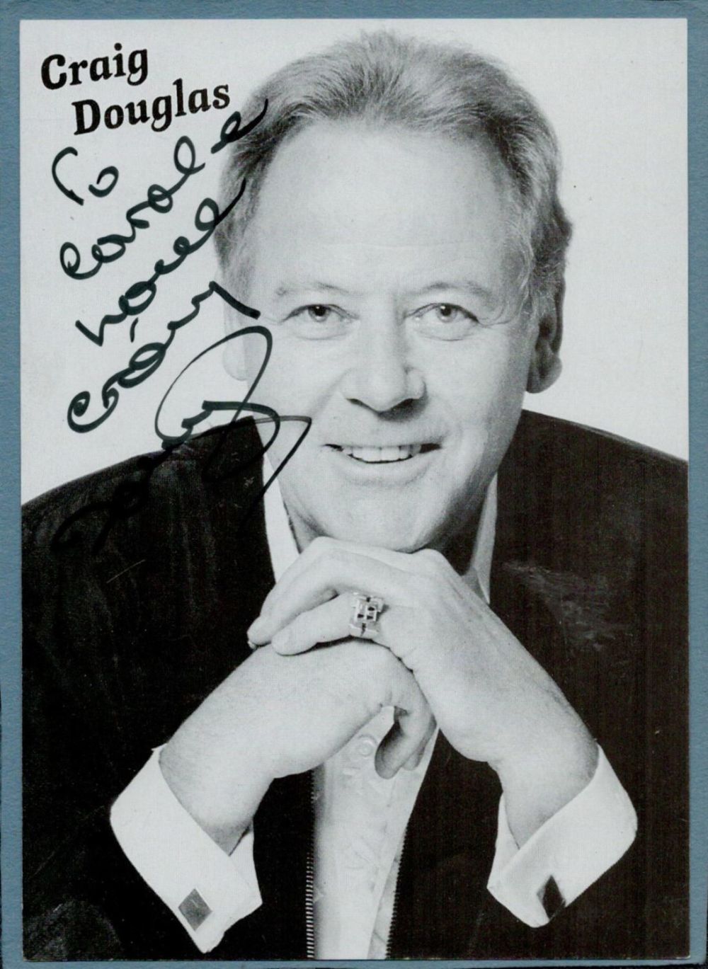 Lot 626: Craig Douglas signed Black and White Photo Approx....