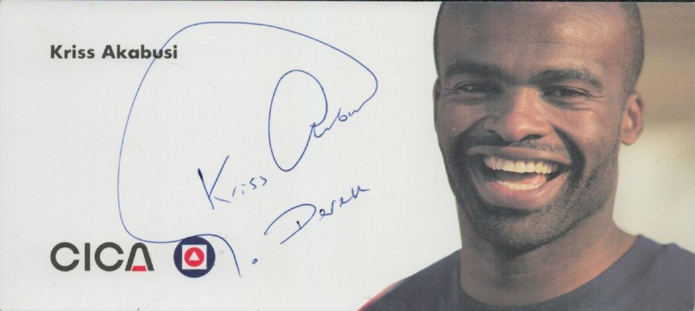 Lot 630: Kriss Akabusi signed Promo. Picture 8x3.5 Inch. British...