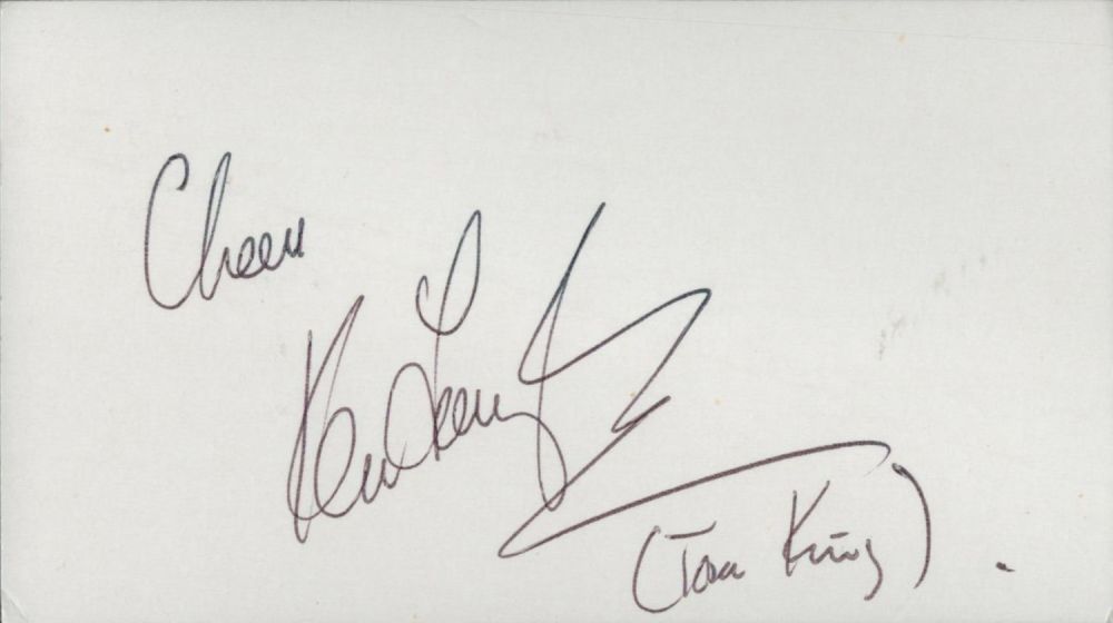 Lot 640: Kenneth Farrington signed Autograph card 5x2.75 Inch. Following...