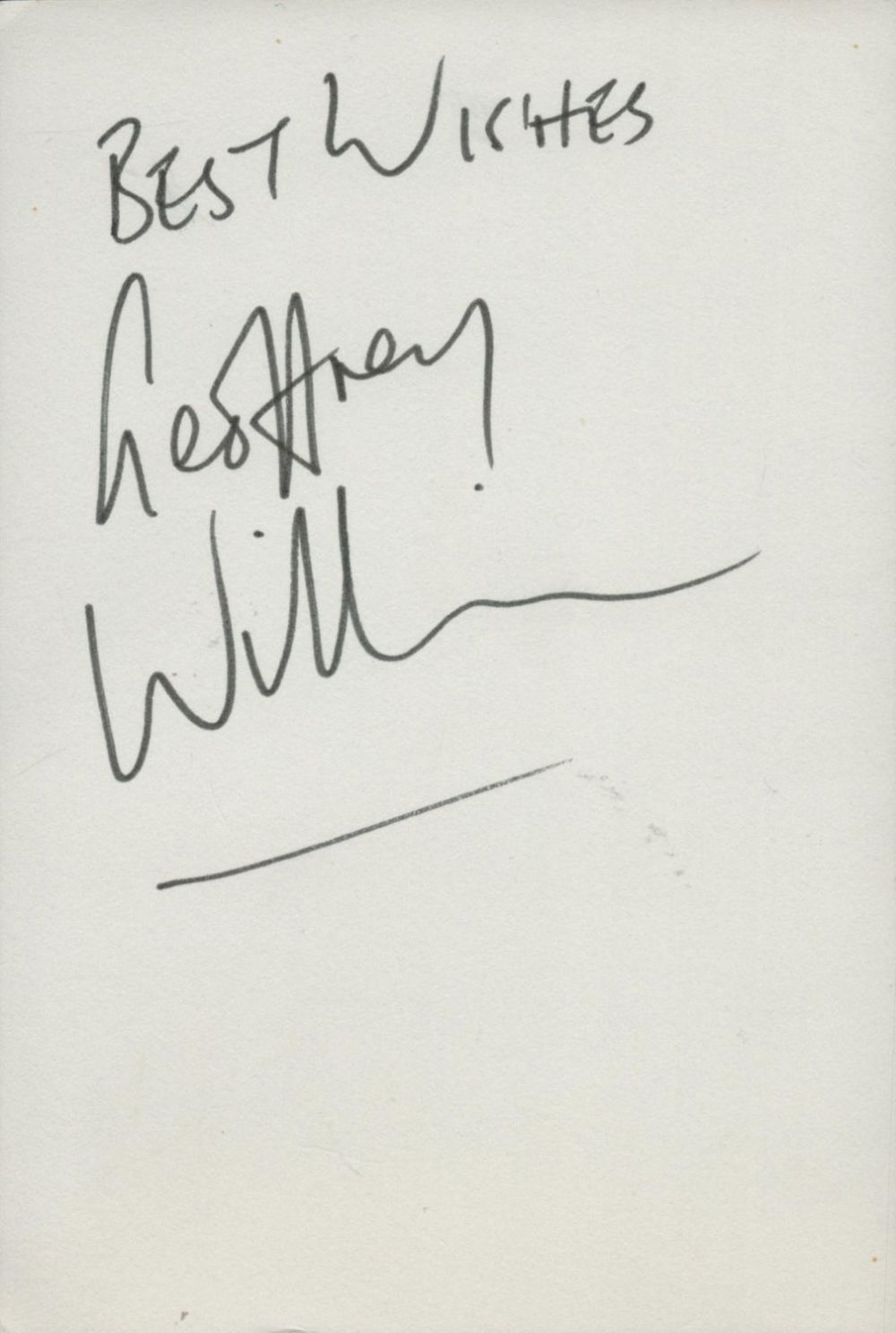Lot 646: Geoffrey Williams signed Autograph page 6x4 Inch. Is...