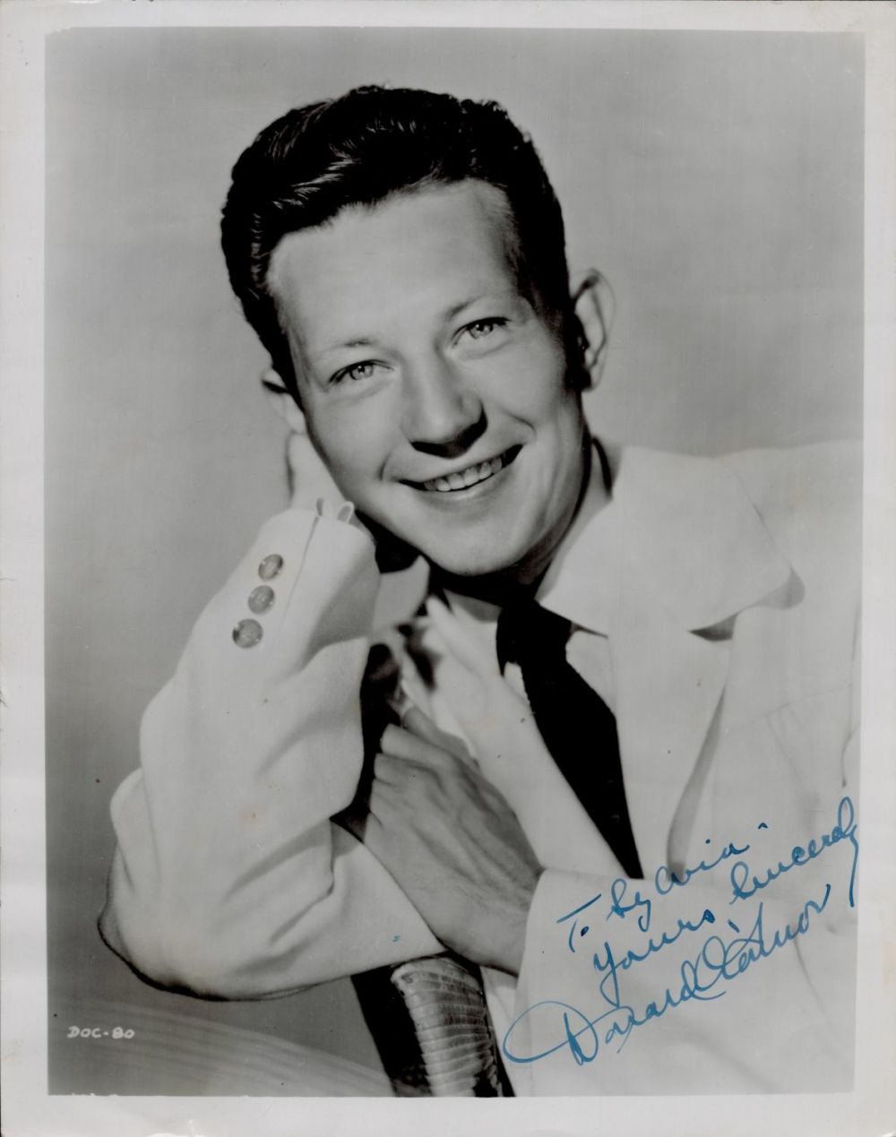 Lot 654: Donald O'Connor signed 10x8inch black and white photo....