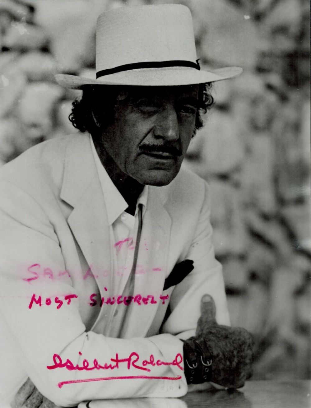 Lot 693: Gilbert Roland signed 10x8inch black and white photo....