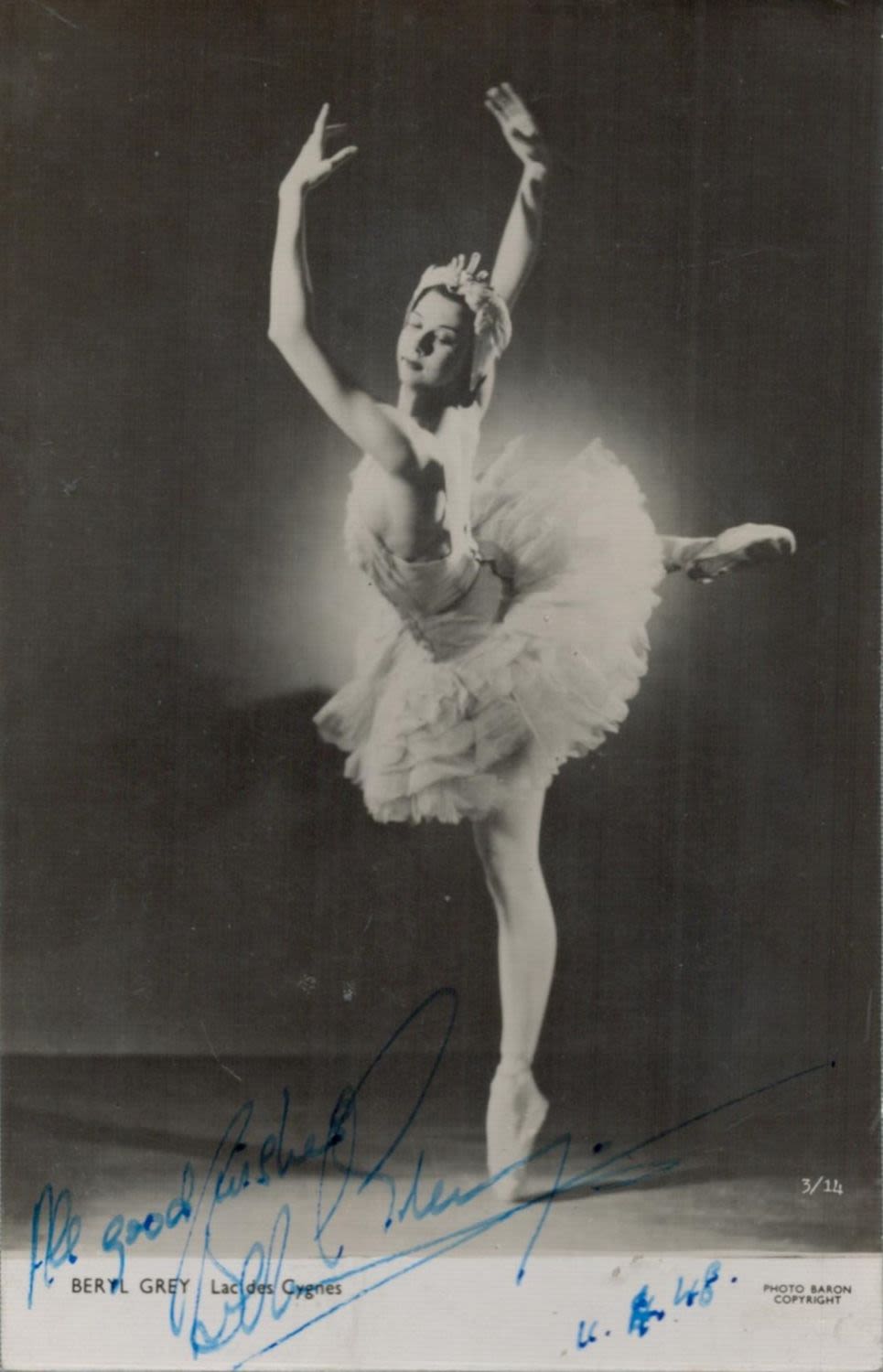 Lot 710: Beryl Grey signed 6x4inch black and white photo....