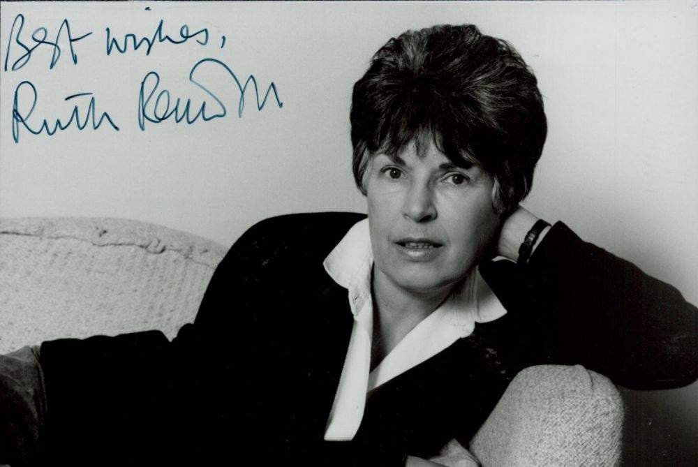 Lot 713: Ruth Rendell signed 6x4inch black and white photo....