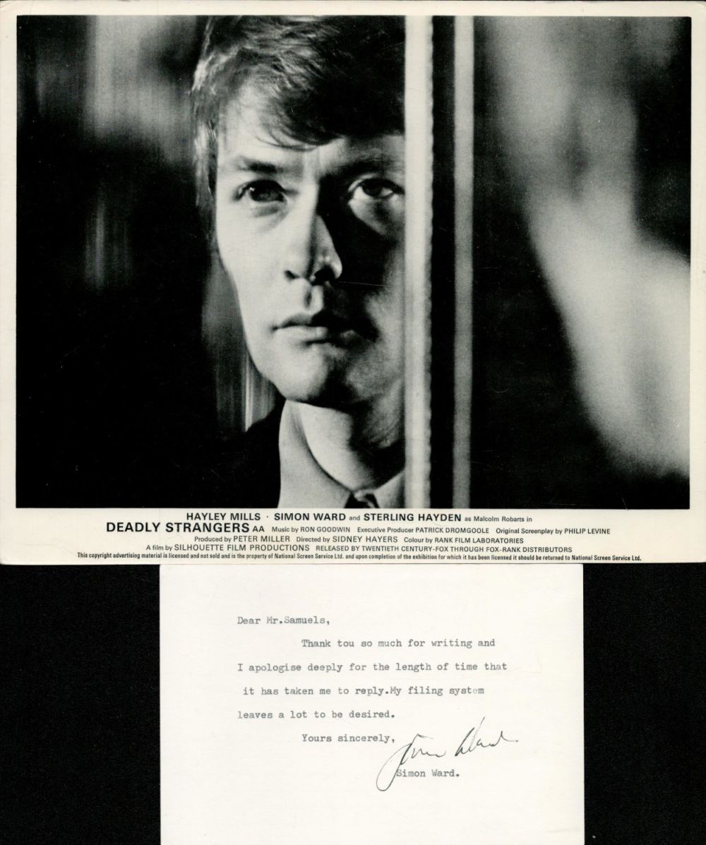 Lot 101: Simon Ward signed typed 5x3 white card and...