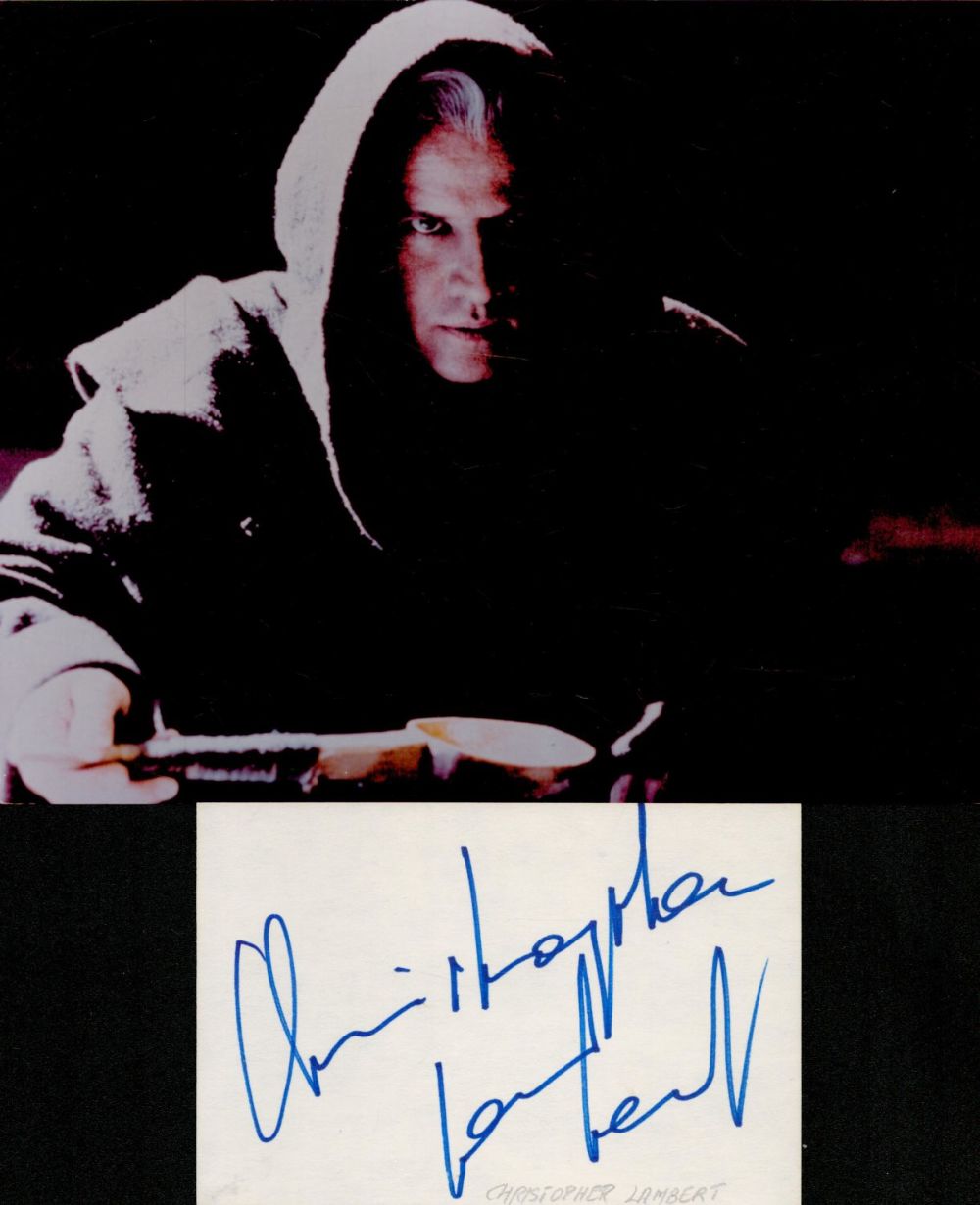 Lot 105: Christopher Lambert signed 6x4 inch white card and...