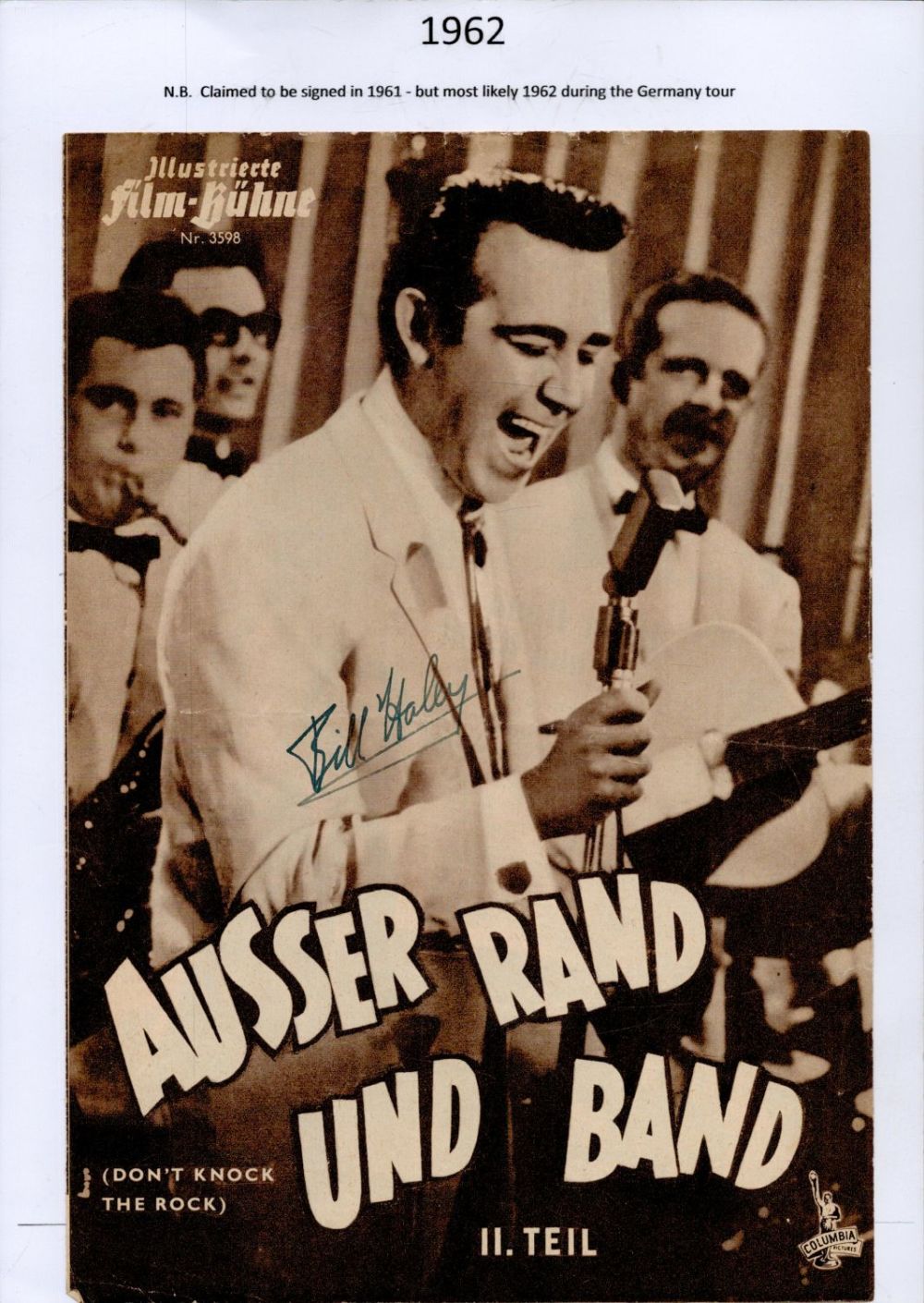 Lot 108: Bill Haley signed 10x7 inch 1962 German tour...