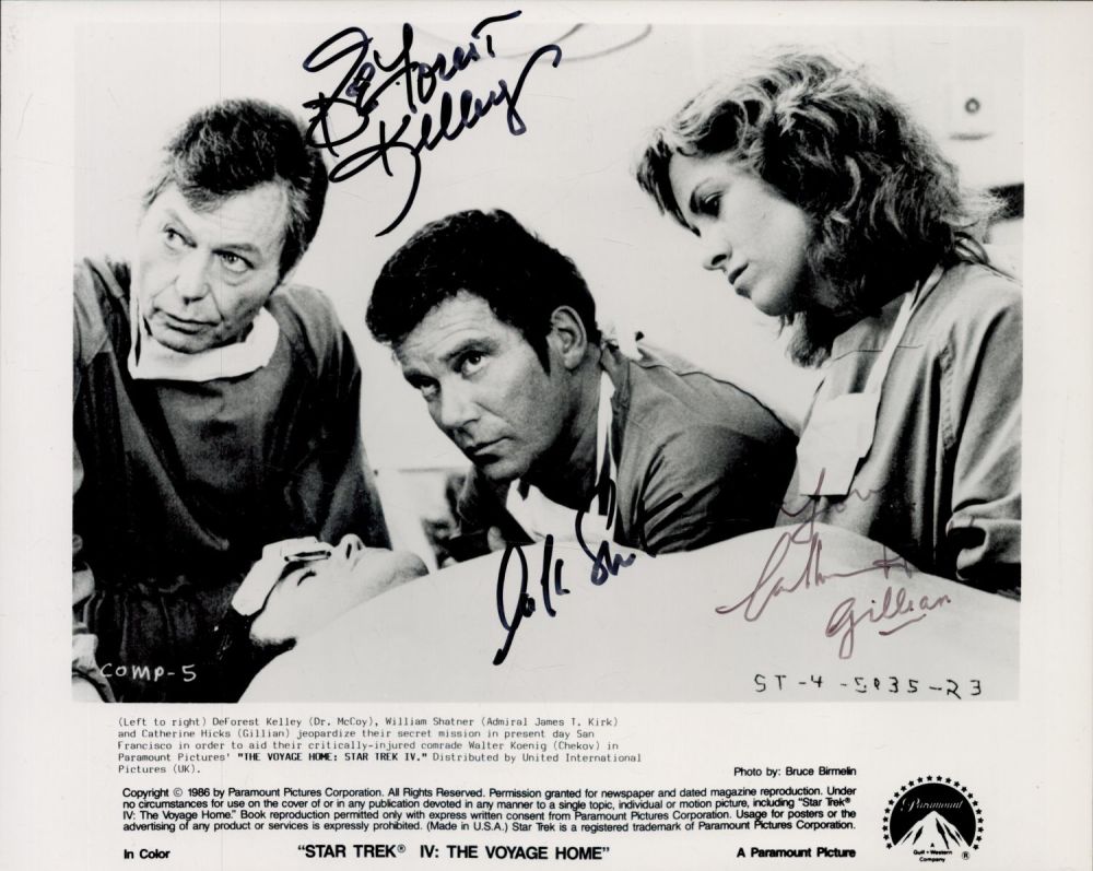 Lot 128: Deforest Kelley, William Shatner and Catherine Hicks signed...