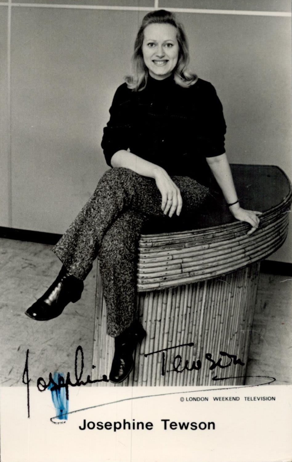 Lot 139: Josephine Tewson signed 6x4 inch London Weekend Television....