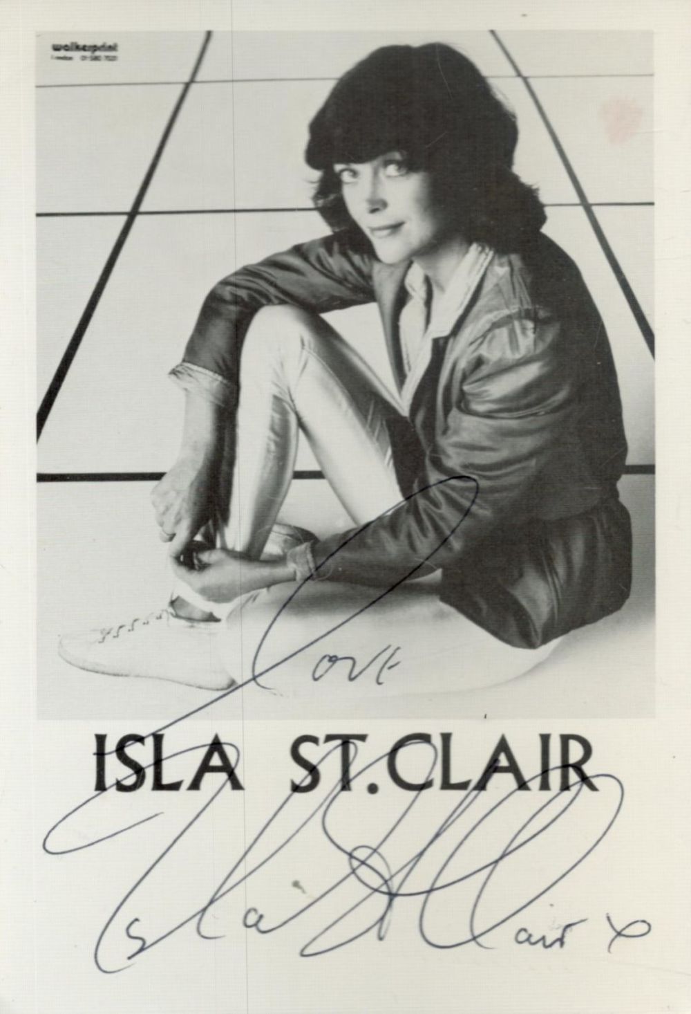 Lot 145: Isla St Clair signed 6x4 inch black and...
