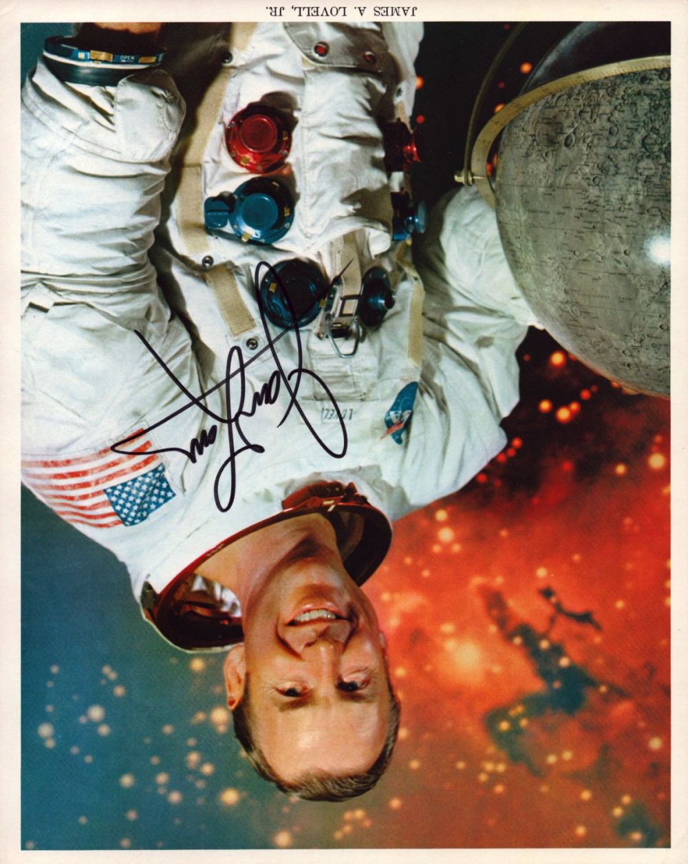 Lot 153: James Lovell JR signed 10x8 inch NASA original...