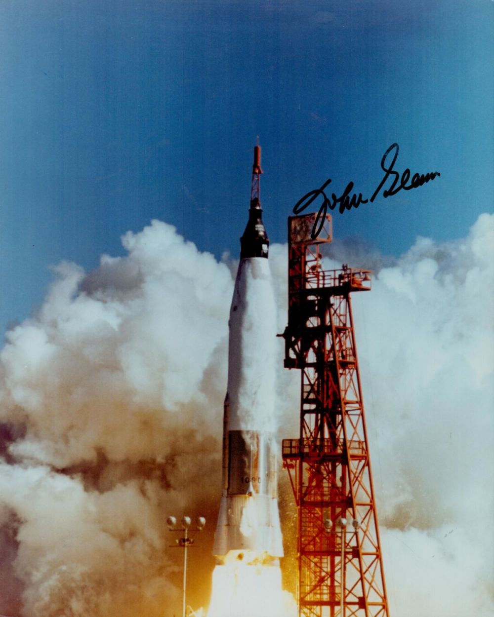 Lot 191: John Glenn signed 10x8inch colour launch photo. Good...
