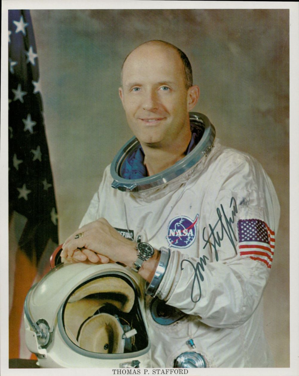 Lot 193: Thomas P Stafford signed 10x8inch colour official NASA...