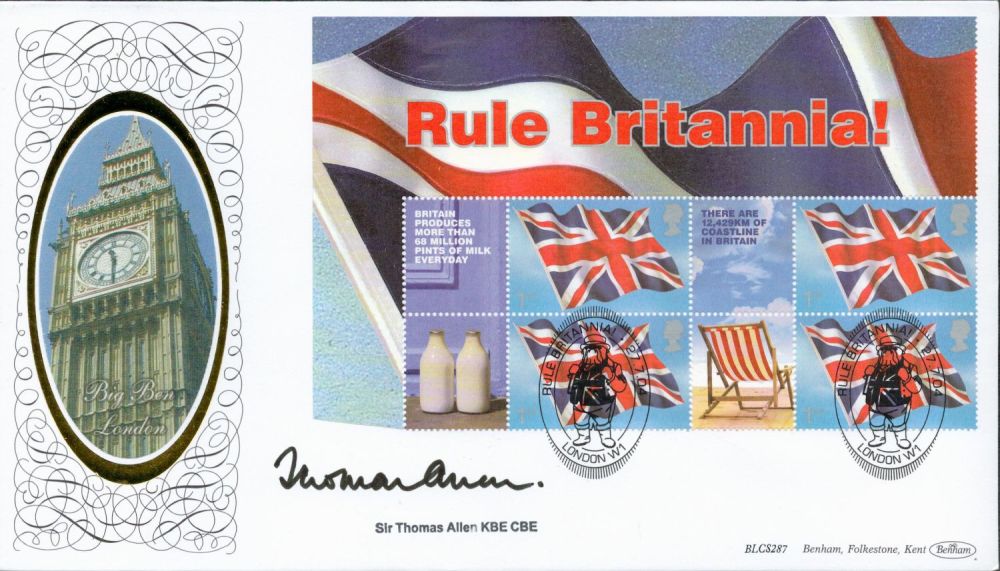 Lot 278: Sir Thomas Allen signed Rule Britannia FDC. 27th...