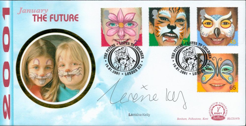 Lot 301: Lorraine Kelly signed January The Future 2001 FDC....