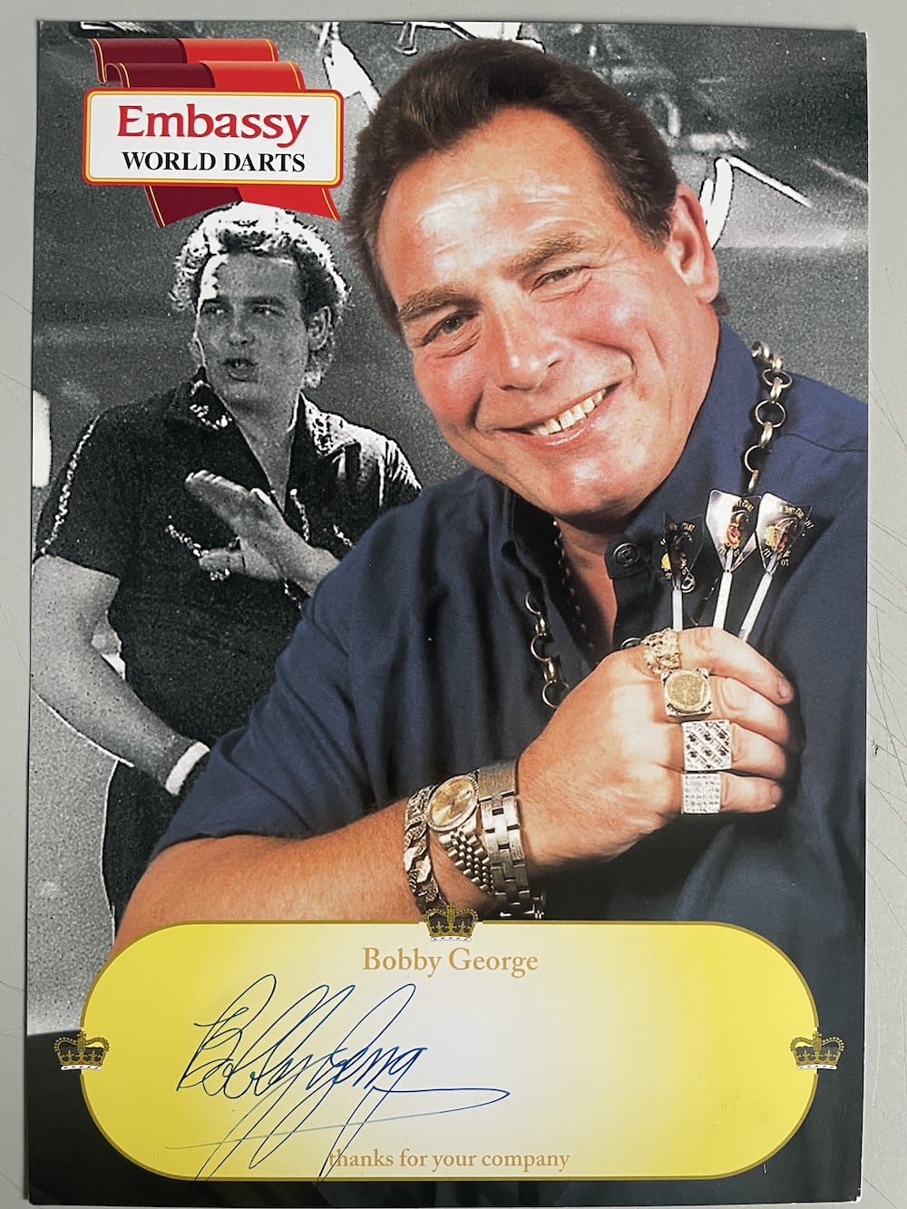 Lot 132: Bobby George Legendary Darts Player 8x6 inch signed...