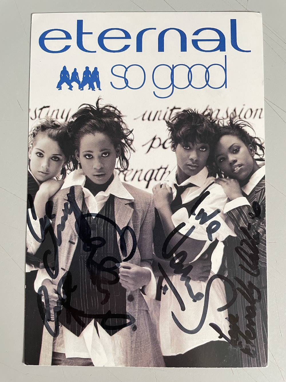 Lot 168: Eternal Chart Topping Girl Band 6x4 inch signed...