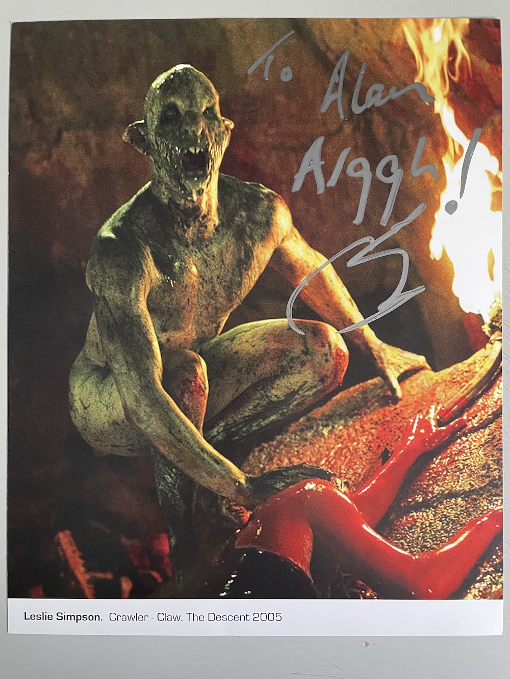 Lot 189: Leslie Simpson Crawler Claw The Descent Actor 10x8...