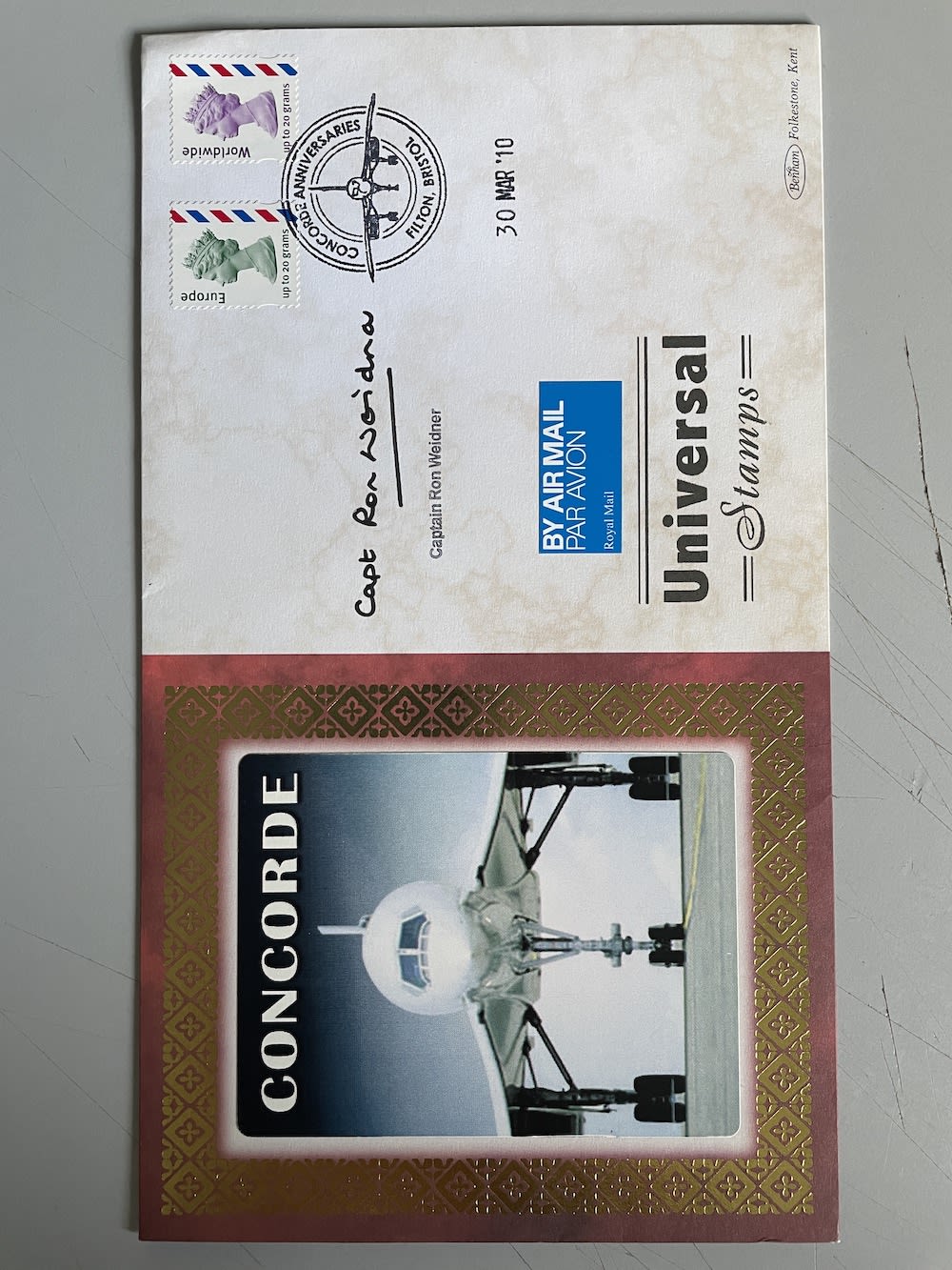 Lot 196: Captain Ron Weidner Concorde Pilot and Captain Signed...